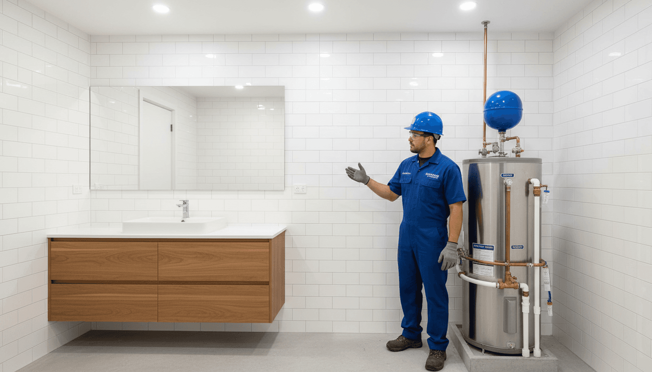 Hot water system installation by qualified plumber